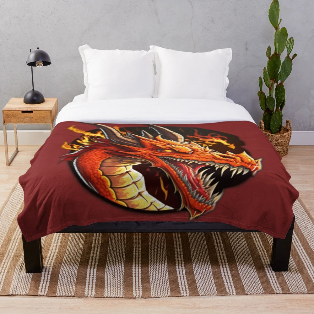 Mythical creatures plush blanket featuring a variety of fantastic beasts and magical animals.