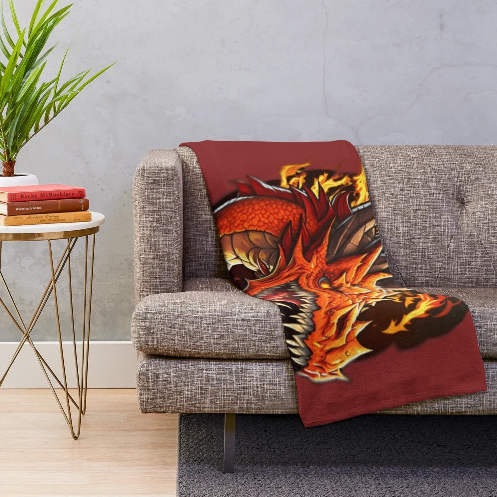 Mythical creatures plush blanket featuring a variety of fantastic beasts and magical animals.