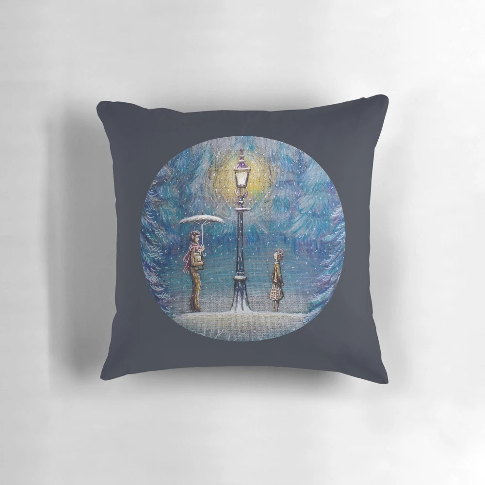 Plush Narnia-themed pillow featuring a magical lantern design