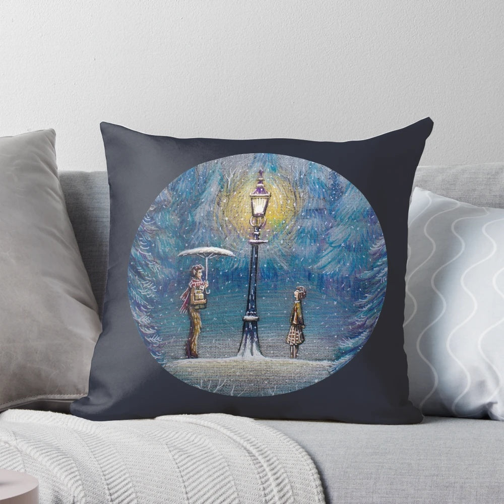 Plush Narnia-themed pillow featuring a magical lantern design