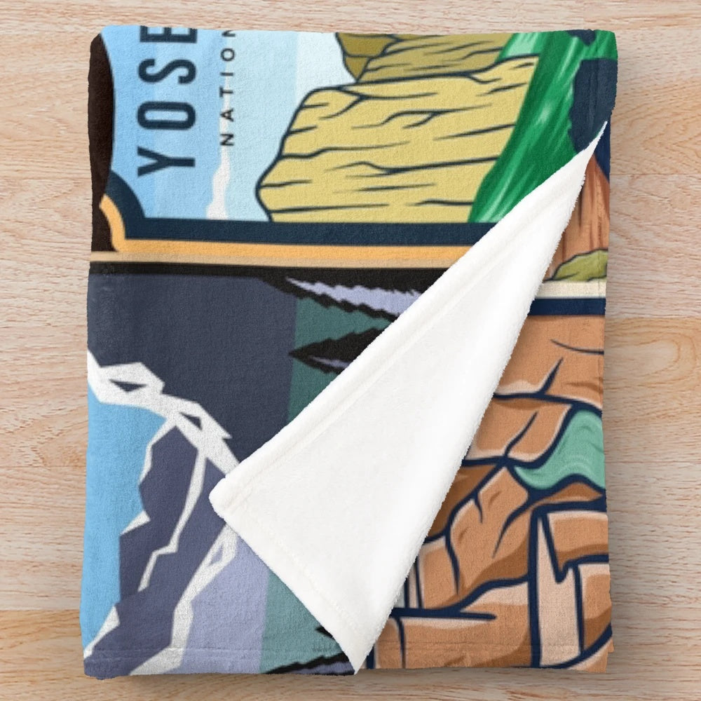 National Parks Inspired Plush Blanket featuring landscape designs
