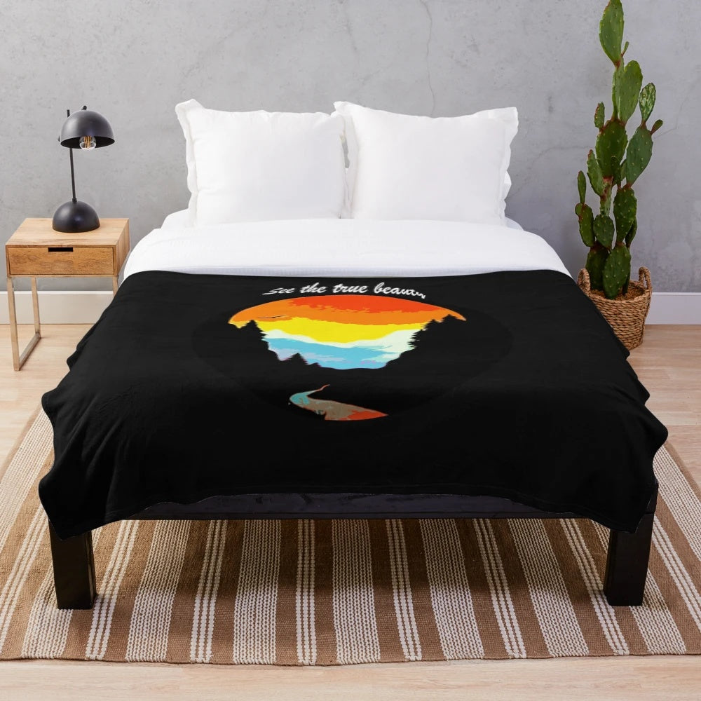 Plush blanket featuring a nature essential t-shirt design