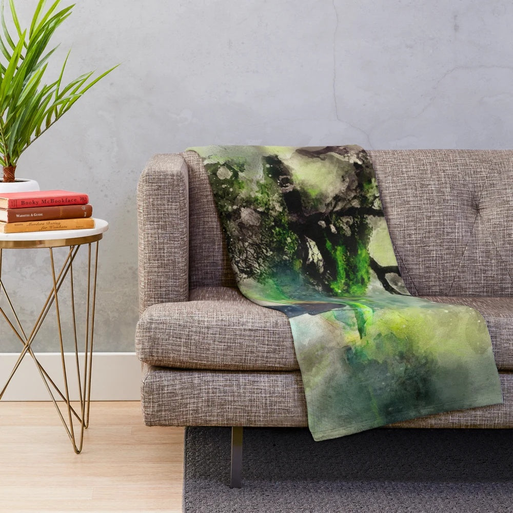 Plush blanket with serene nature landscape design