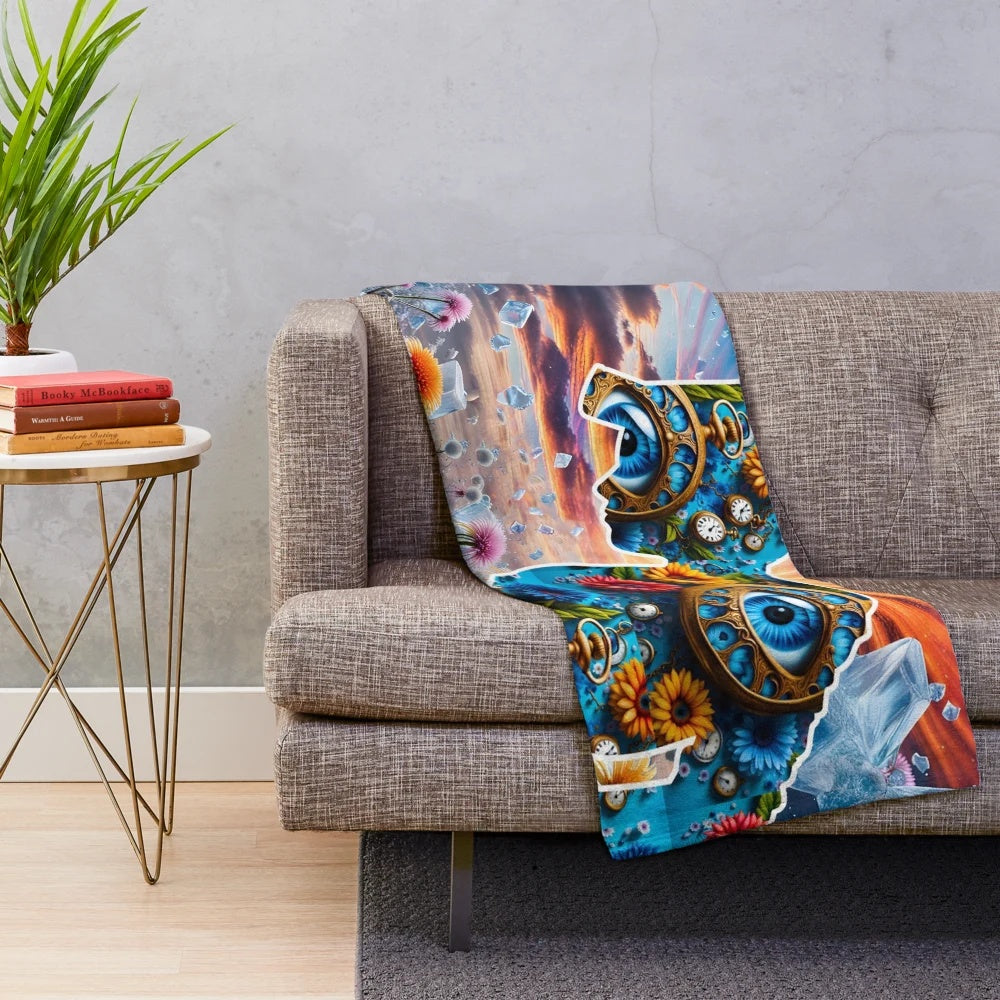Plush blanket with abstract nature-themed design