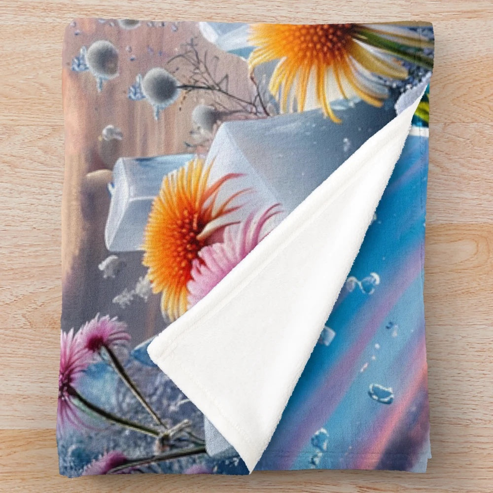 Plush blanket with abstract nature-themed design
