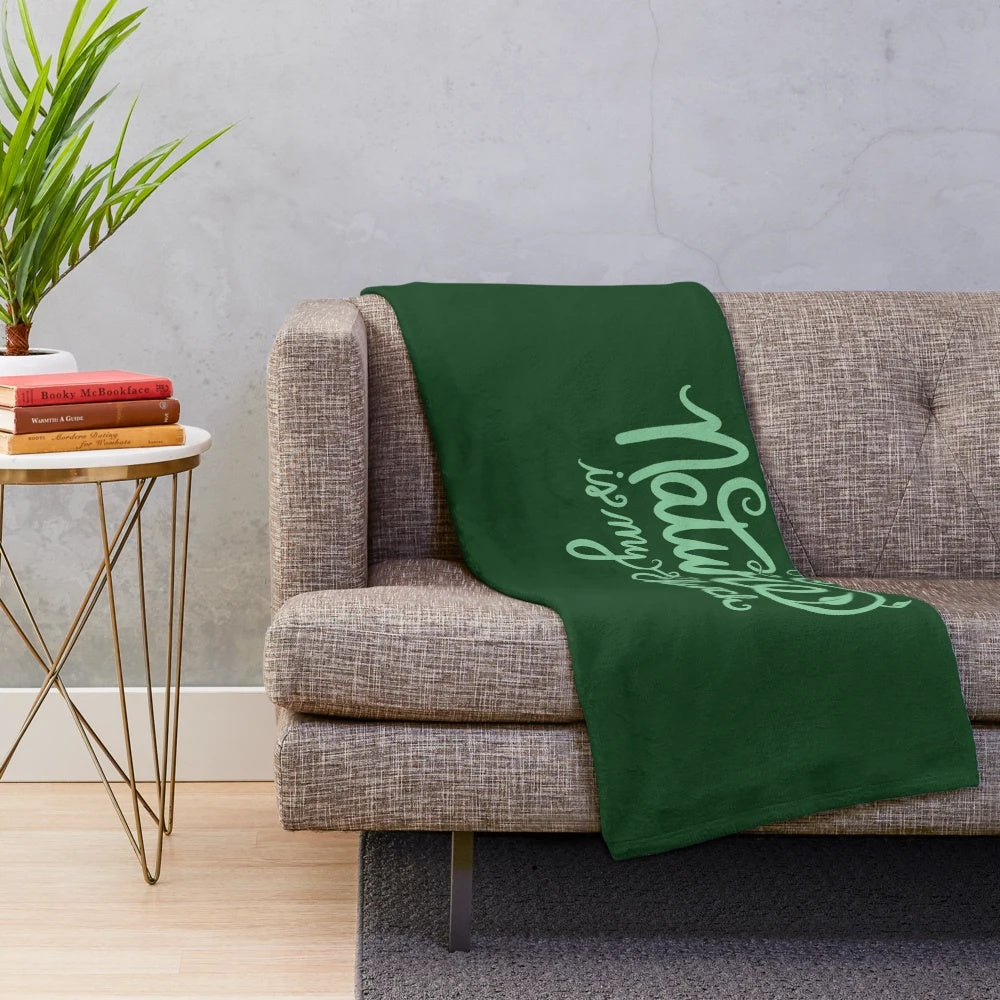 Nature-inspired plush blanket with druidic symbols and pagan design