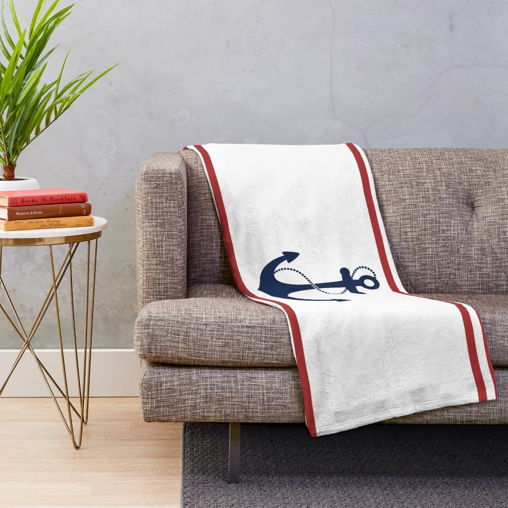 Soft and stylish nautical anchor plush blanket
