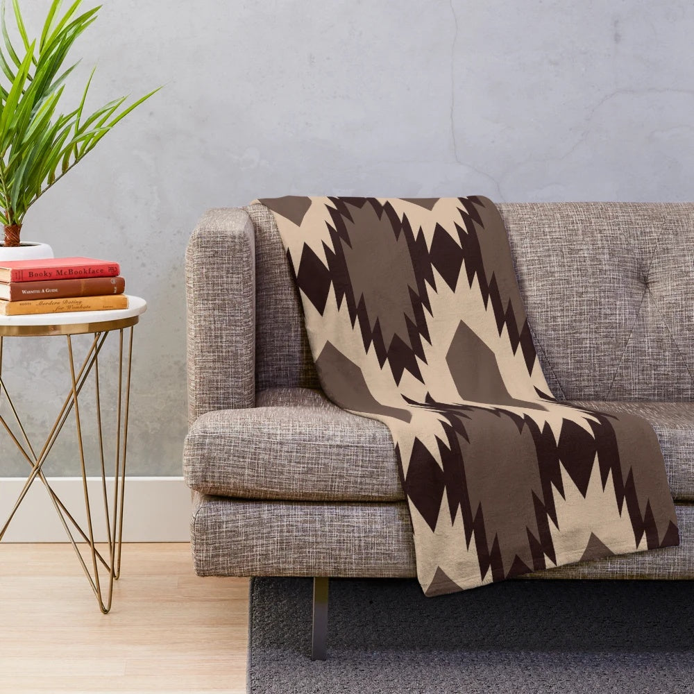 Navajo-inspired plush blanket with a southwestern pattern design