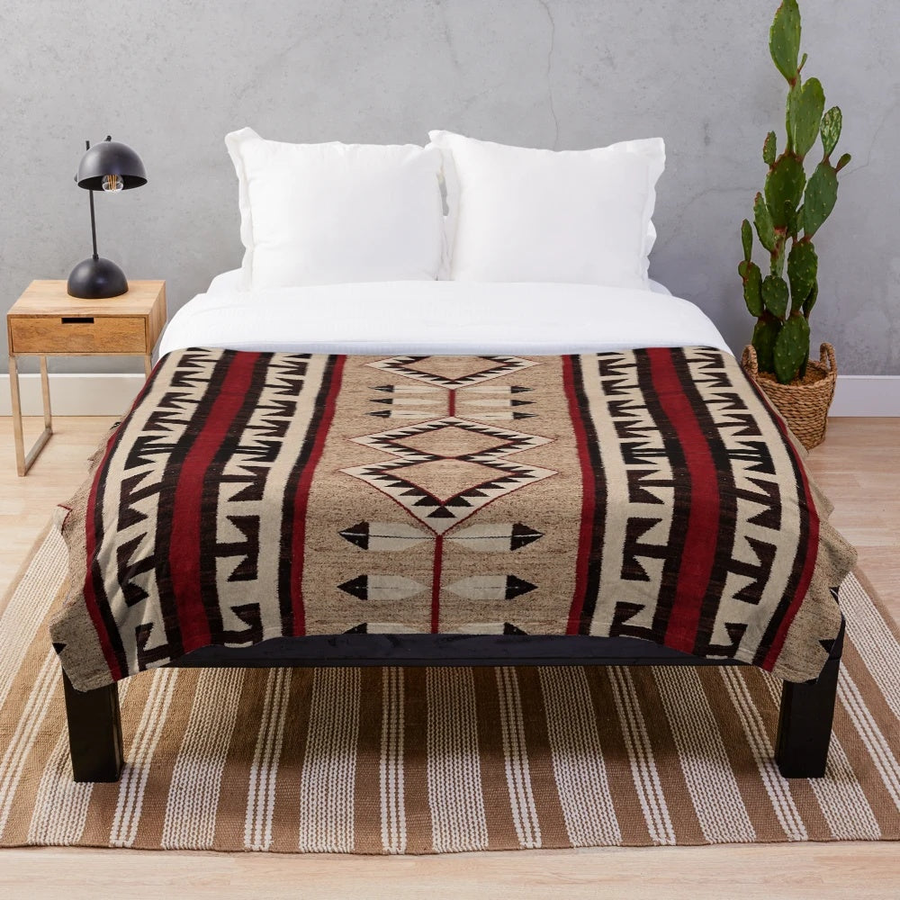 Navajo pattern plush blanket with a beautiful tribal design