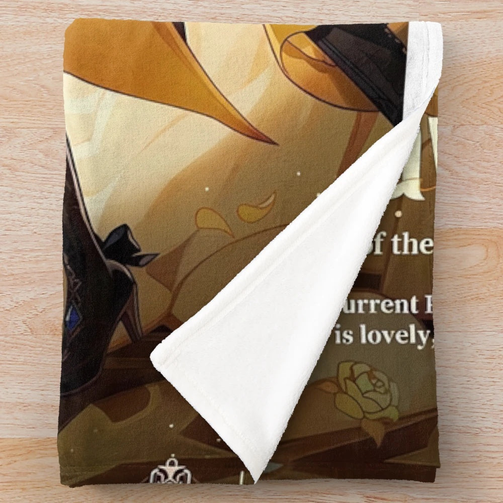 Navia-inspired Genshin plush blanket featuring a cute anime design