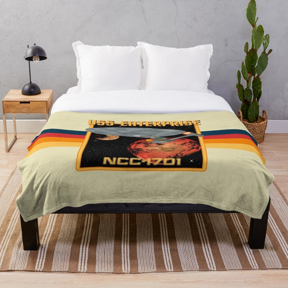 NCC-1701 USS Enterprise plush blanket for sci-fi enthusiasts