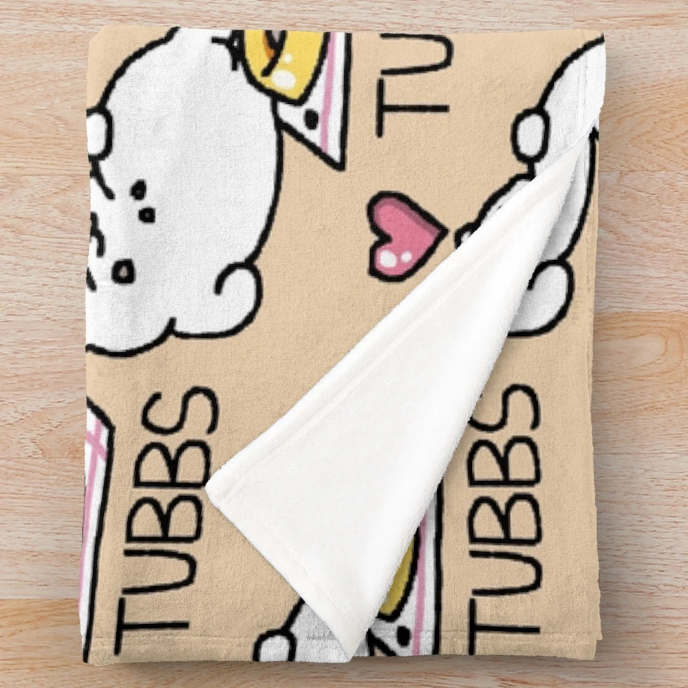Neko Atsume inspired plush blanket featuring the character Tubbs
