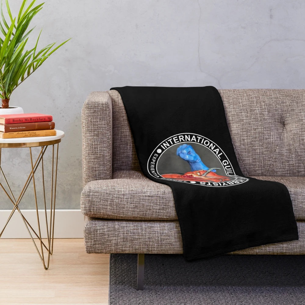 Nerdy plush blanket with space marine design for hobby enthusiasts