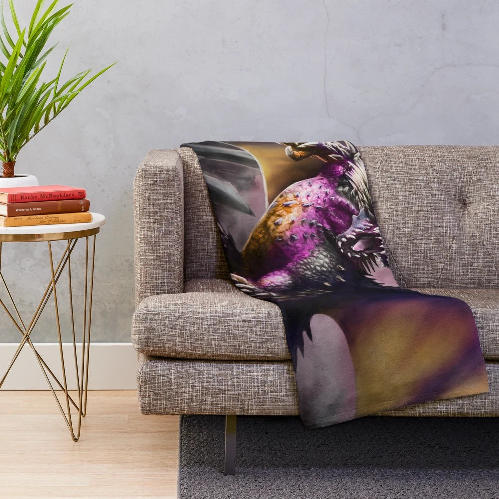 Monster Hunter-inspired Nergigante plush blanket with fantasy dragon design