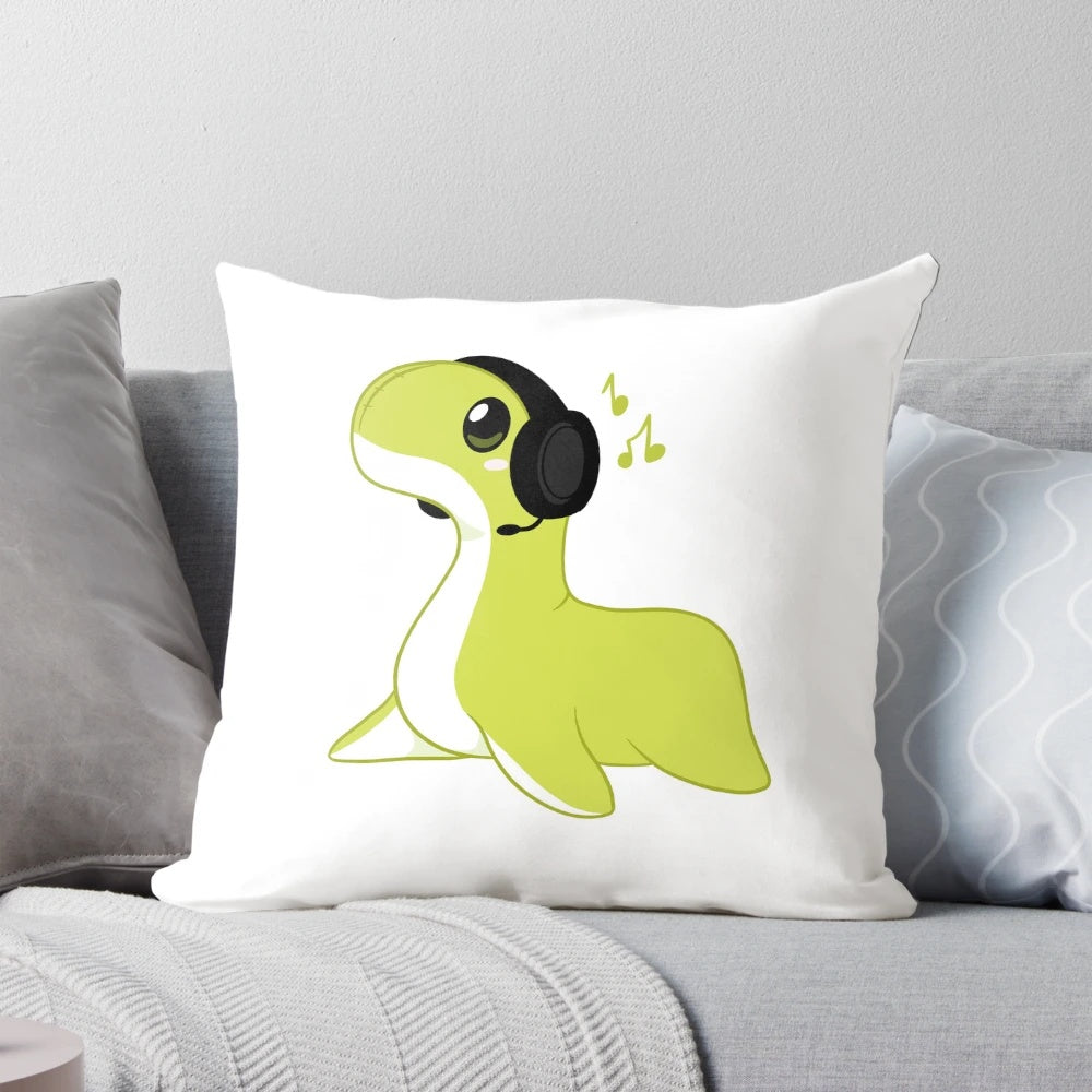 A soft, plush pillow featuring the beloved Nessie monster design, perfect for gaming and home decor.