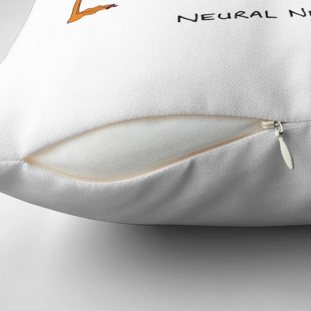 Soft, plush pillow featuring adorable cartoon brain cells and neurons