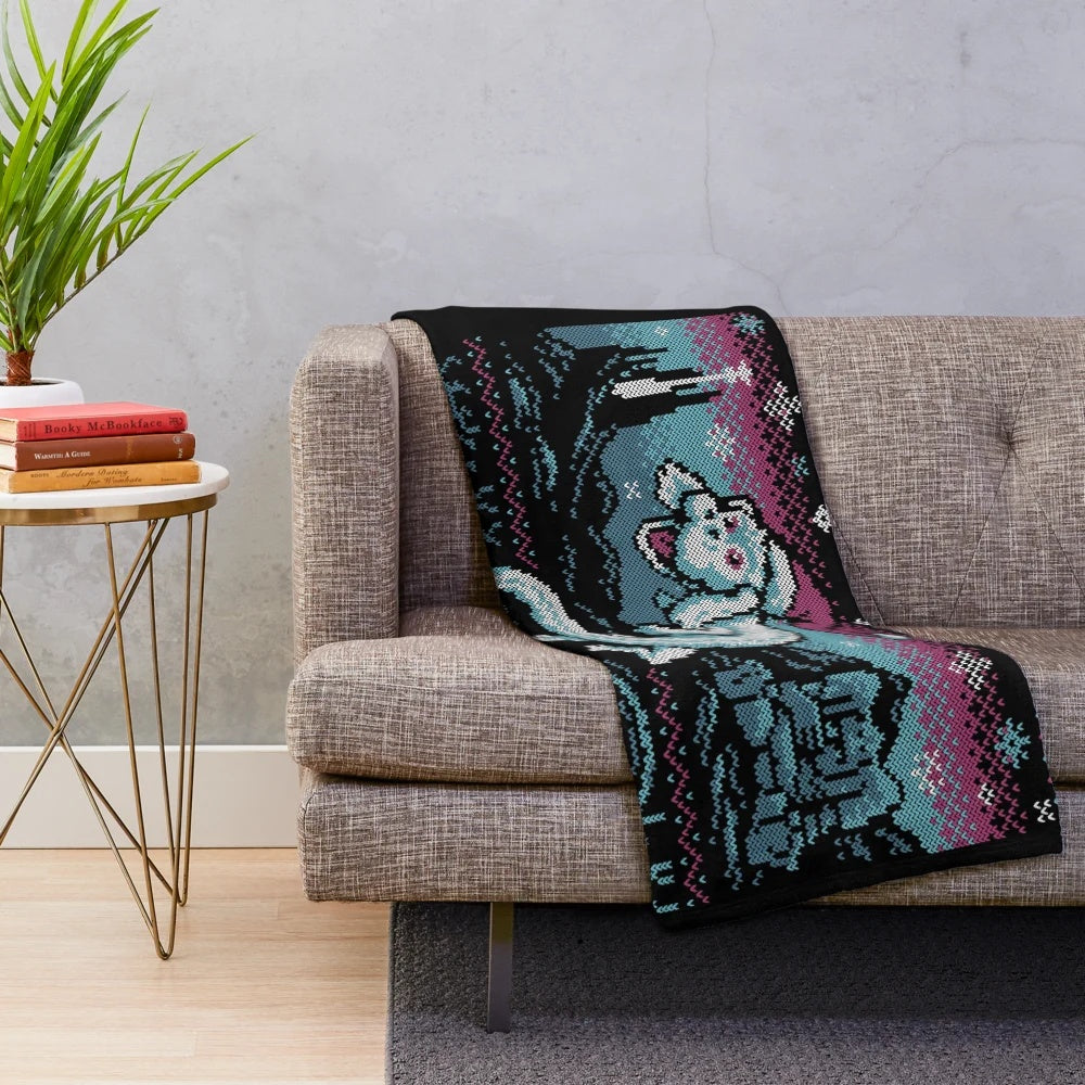 Neverending Story-inspired plush blanket with Falcor and Atreyu design