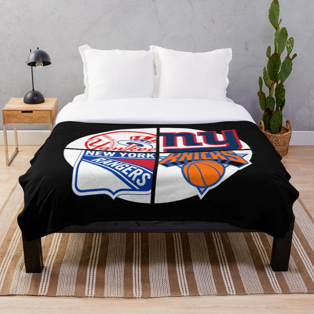 New York sports themed plush blanket