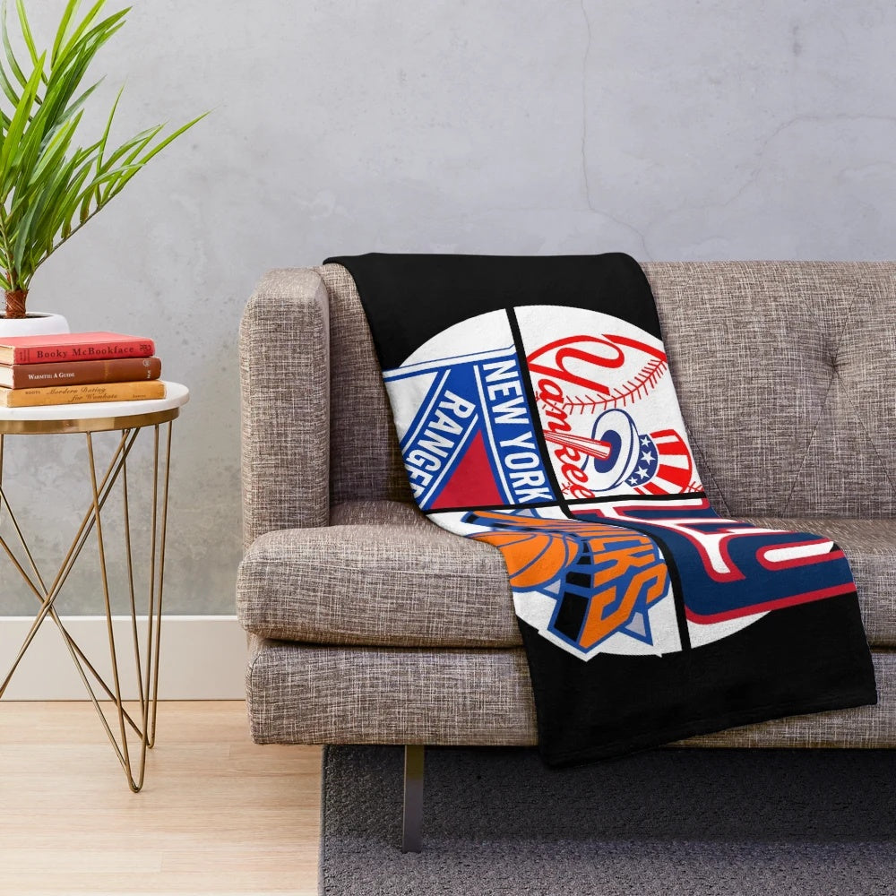 New York sports themed plush blanket