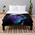 Colorful night fury plush blanket with dragon and moon illustration