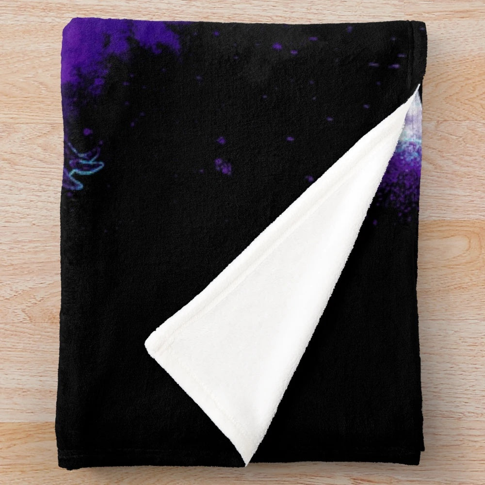Colorful night fury plush blanket with dragon and moon illustration