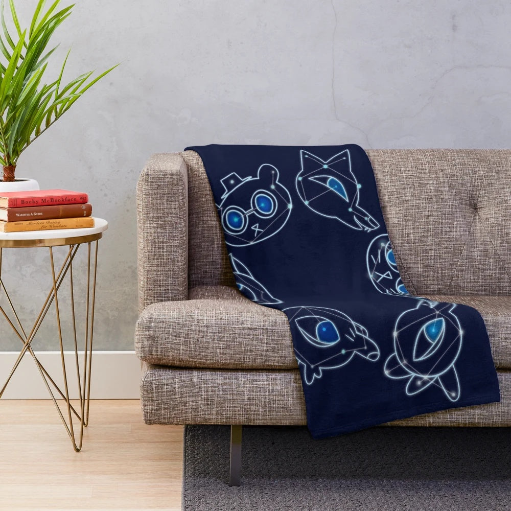 Cozy night in the woods plush blanket with constellation design