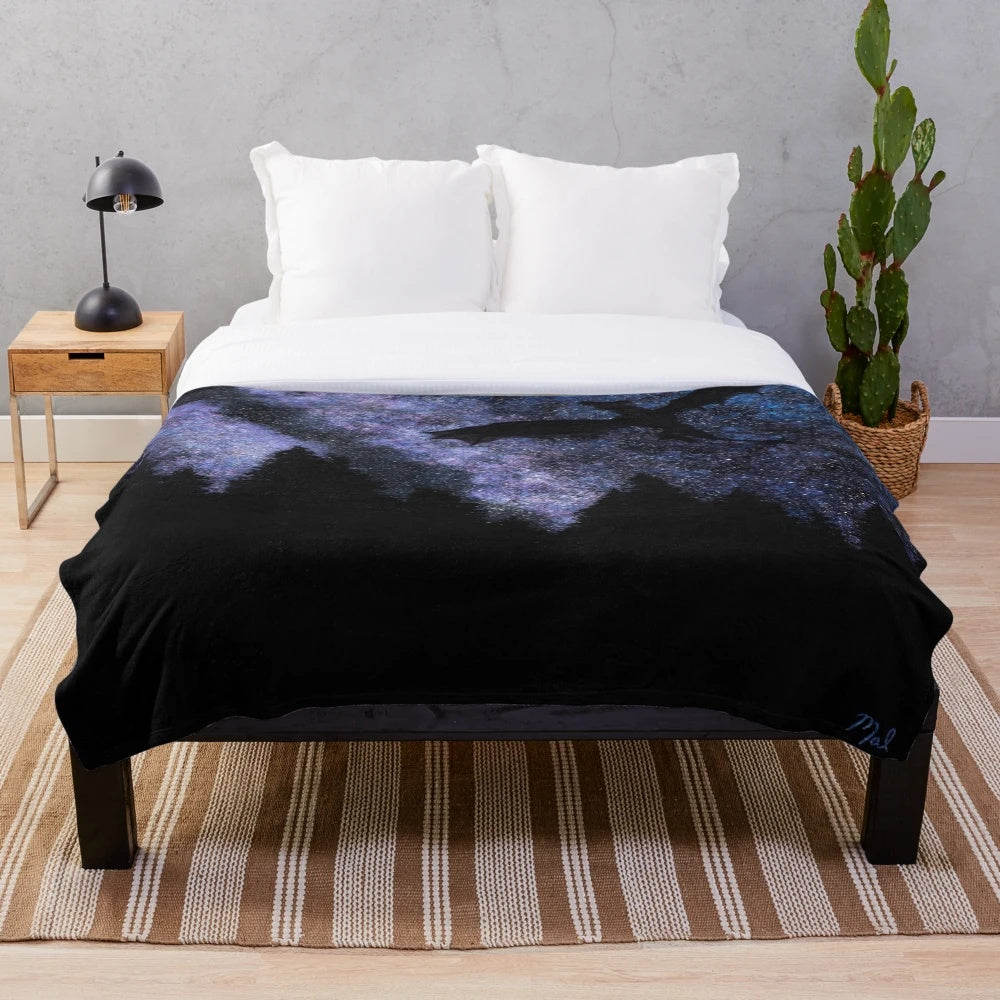 Cozy Night Watch plush blanket with an acrylic design