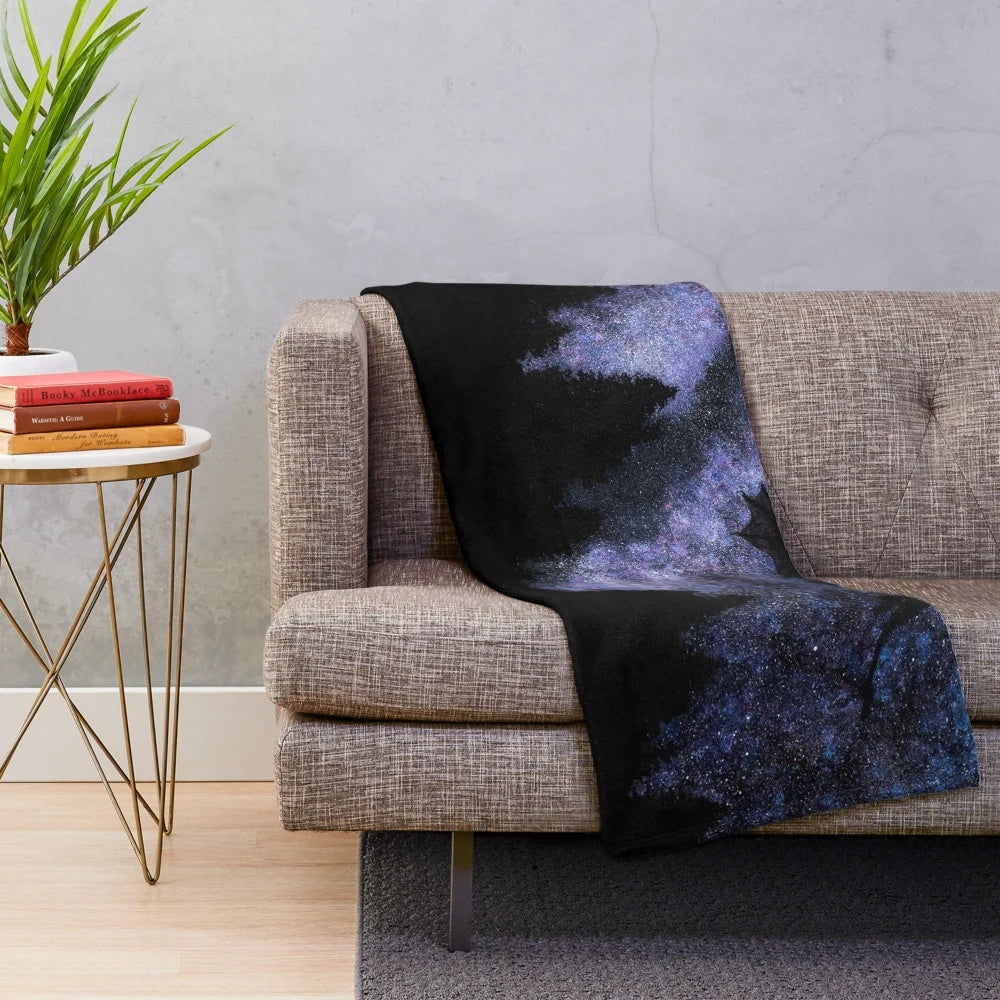 Cozy Night Watch plush blanket with an acrylic design