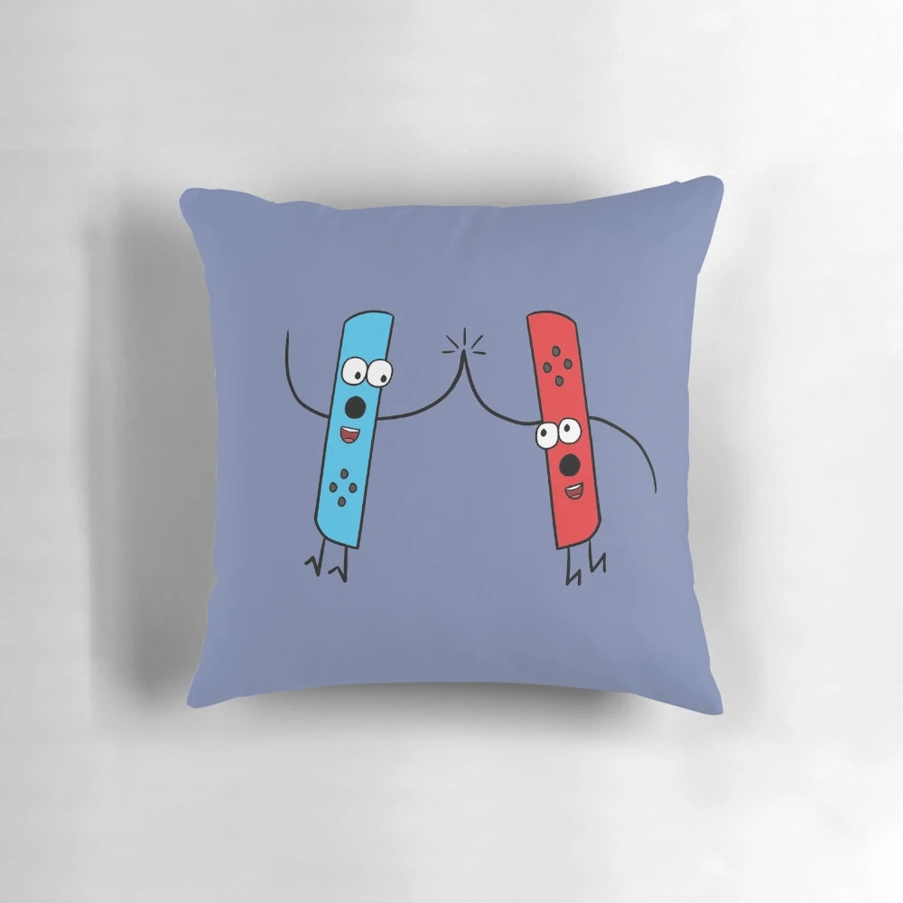 A plush, soft Nintendo Switch-themed pillow with joy con-style detailing.
