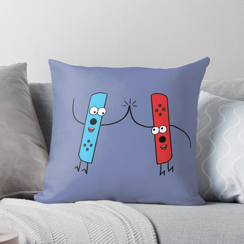A plush, soft Nintendo Switch-themed pillow with joy con-style detailing.