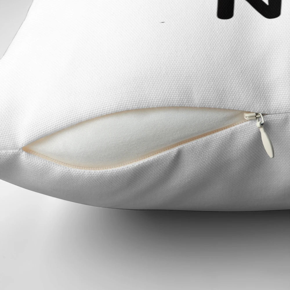 Soft, plush "no cat" pillow with a cute kitten and grumpy design