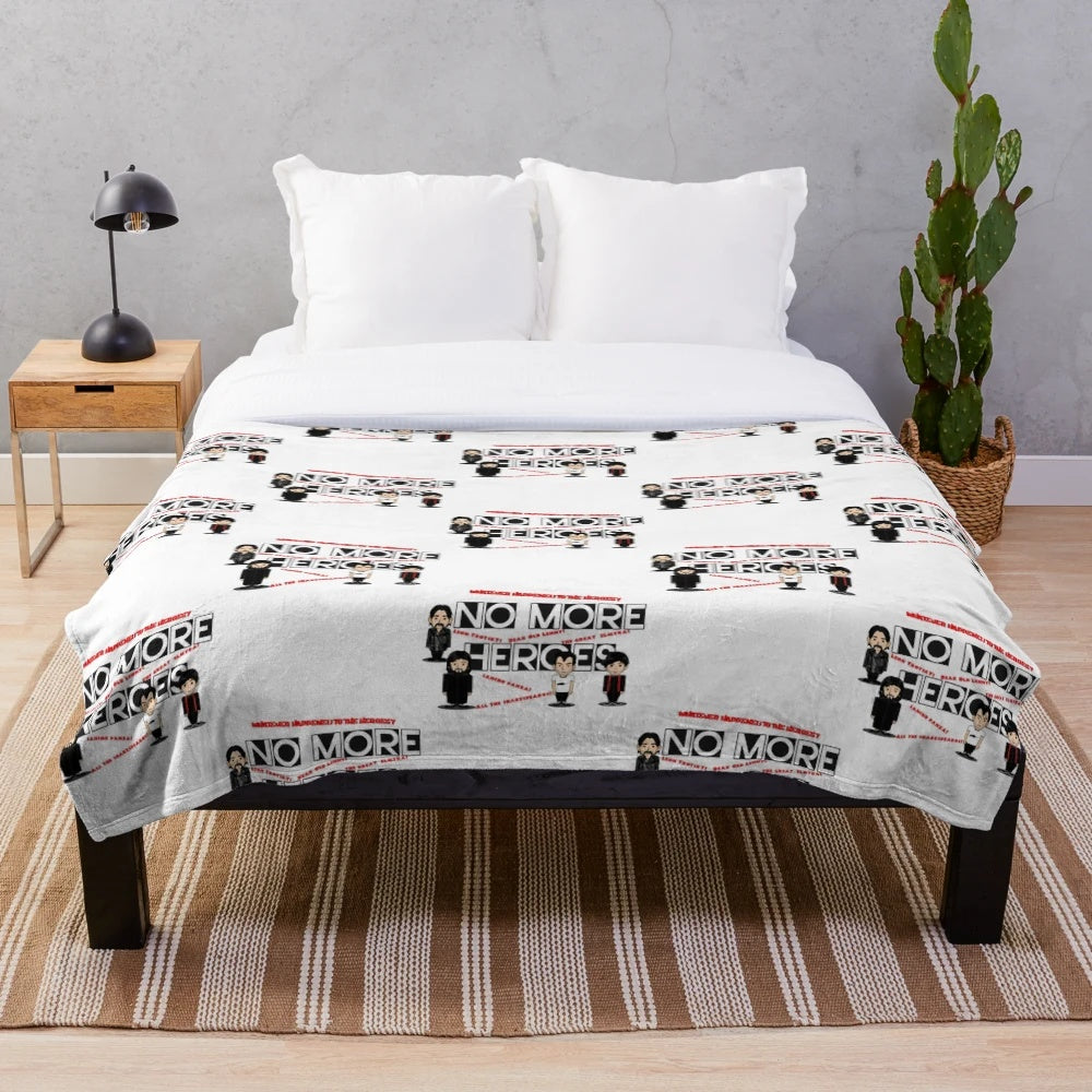 No More Heroes inspired plush blanket featuring anime and manga-inspired design