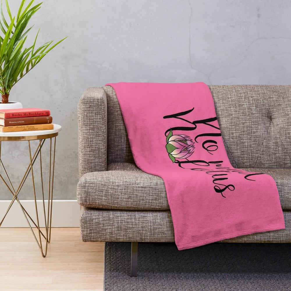 No Mud No Lotus Plush Blanket with Lotus Flower Design