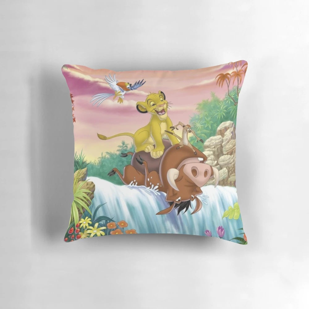 Soft, plush pillow with "No Worries" design, inspired by The Lion King