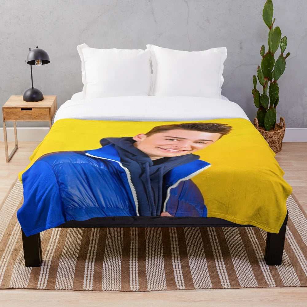 Noah Schnapp-inspired blue jacket plush blanket