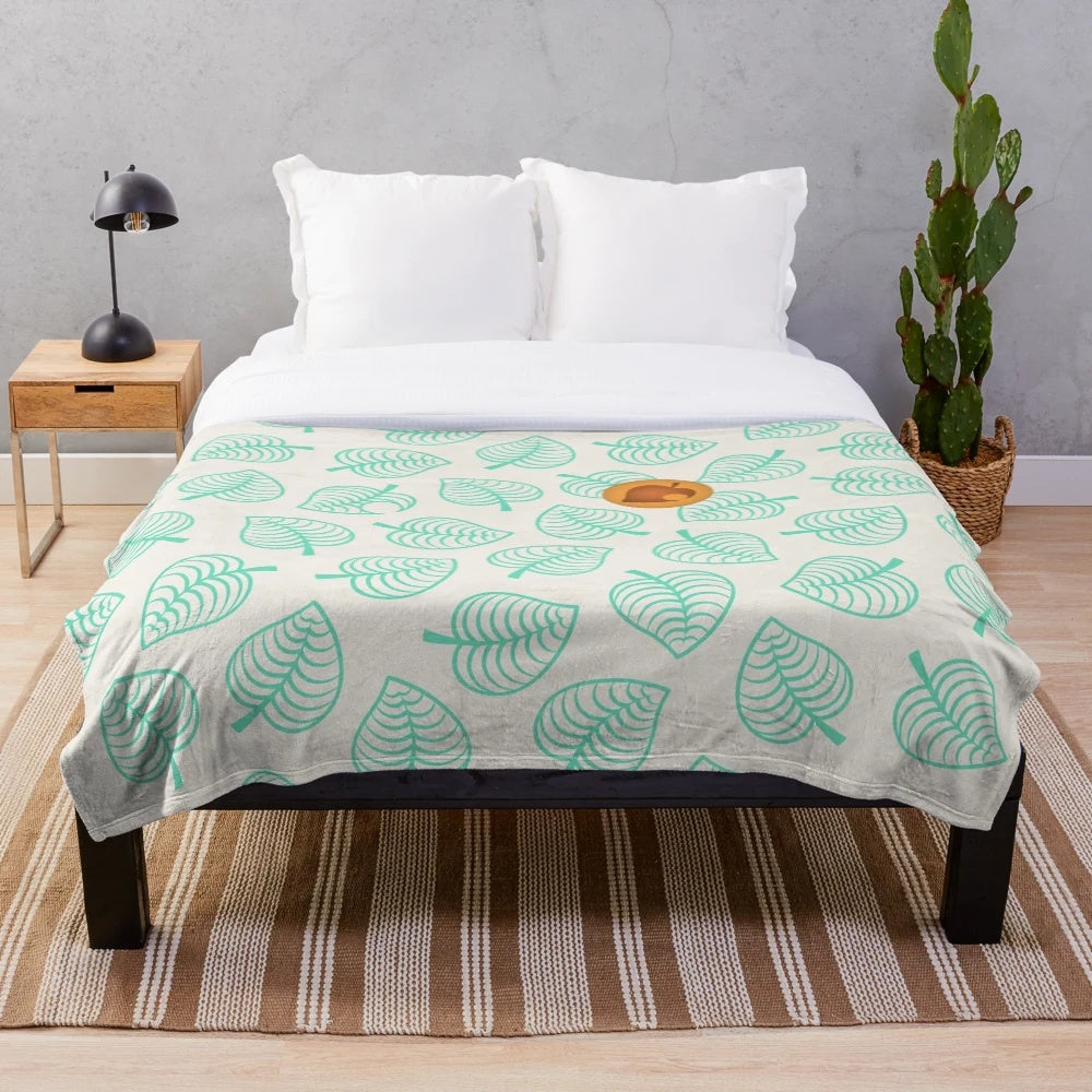 Nook's New Horizons themed plush blanket