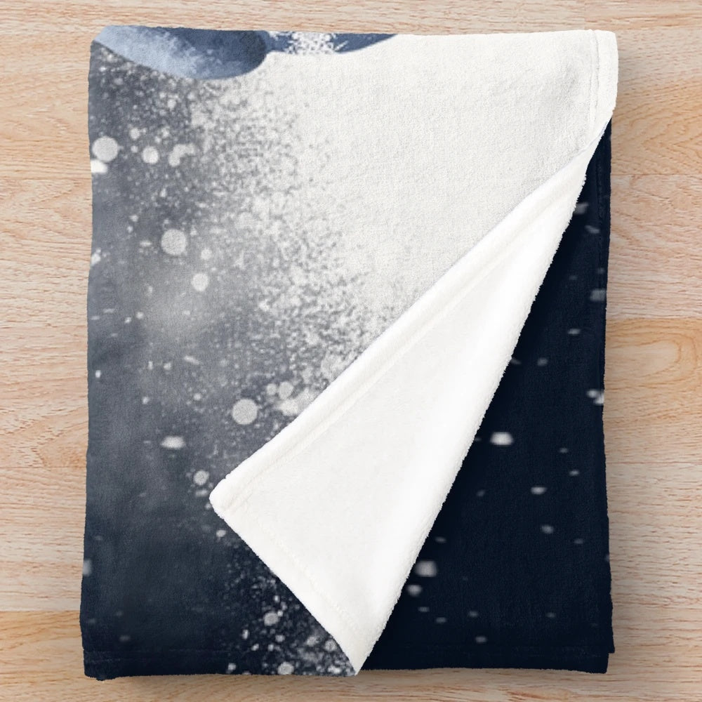 A soft, plush blanket featuring a cute Nordic gnome design with snowflakes