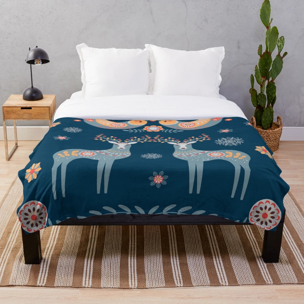 Soft and cozy nordic winter plush blanket with Scandinavian-inspired design