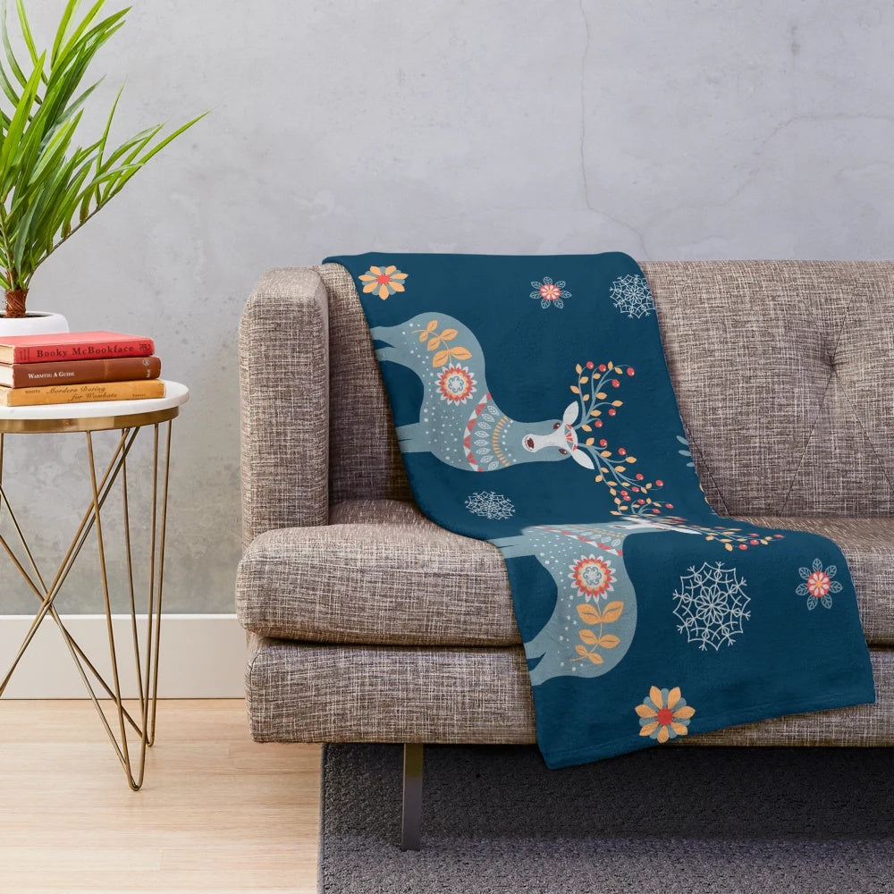 Soft and cozy nordic winter plush blanket with Scandinavian-inspired design