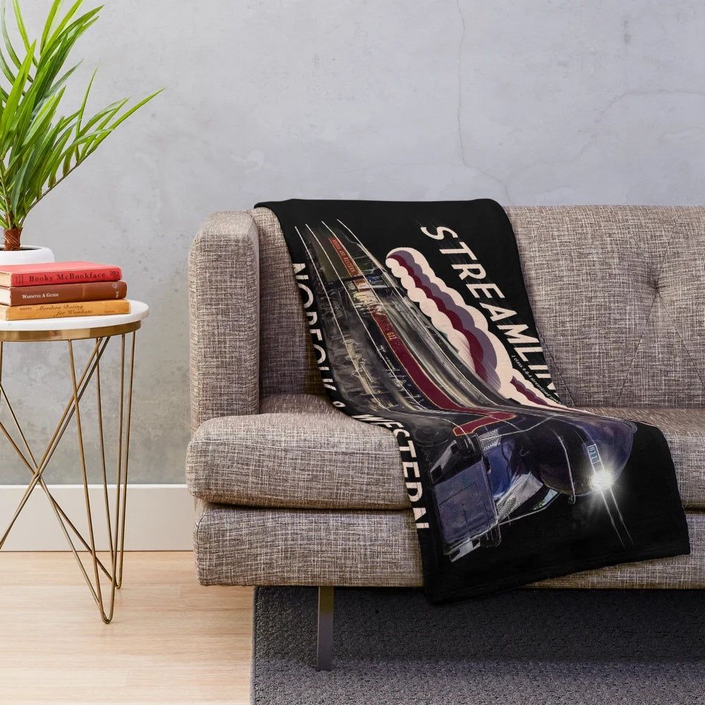 Plush blanket featuring a Norfolk and Western streamliner steam locomotive