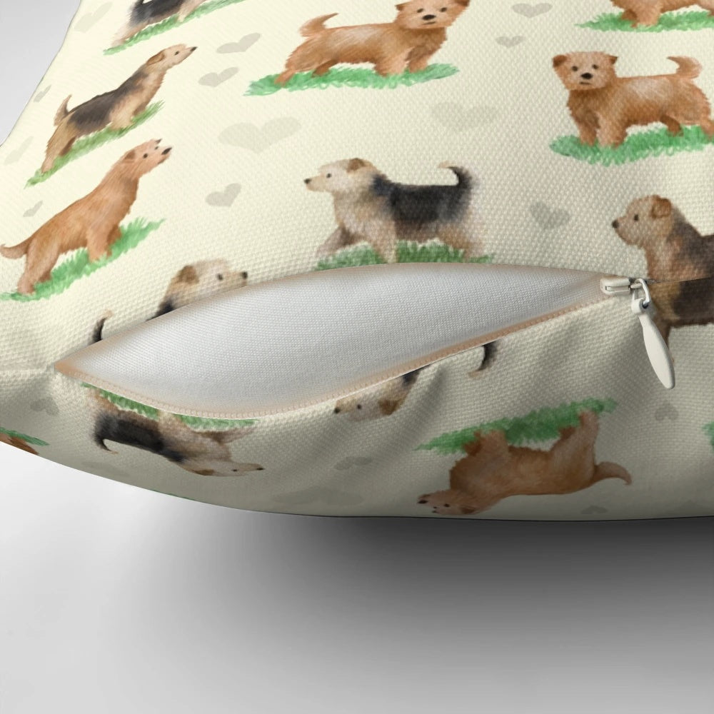 A plush, hypoallergenic Norfolk Terrier breed pillow for your home decor.