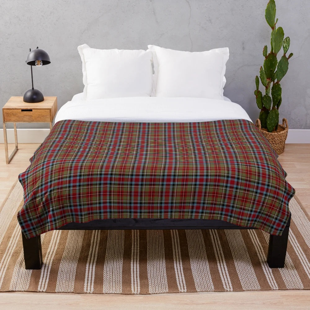 North Carolina tartan plush blanket with red plaid pattern