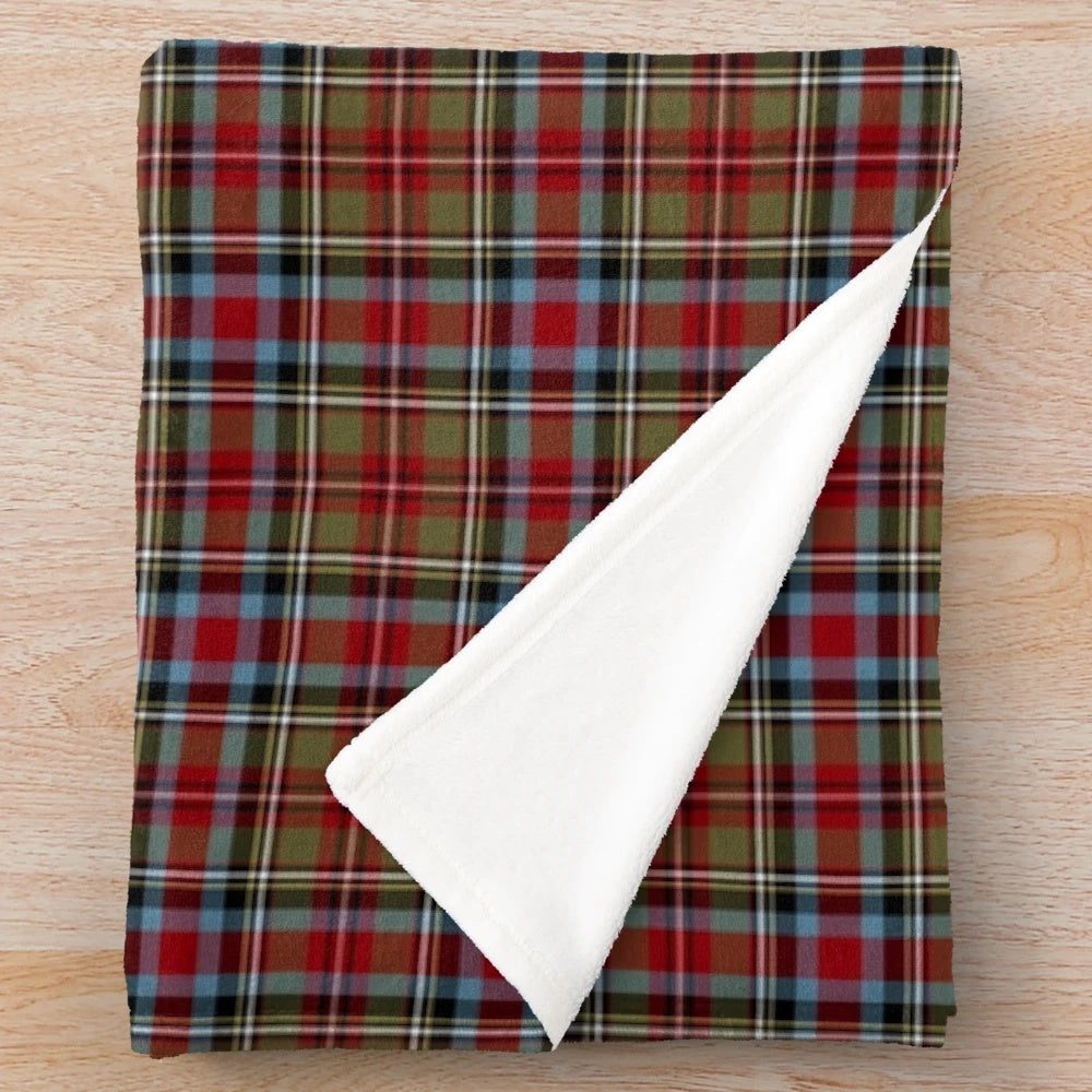 North Carolina tartan plush blanket with red plaid pattern