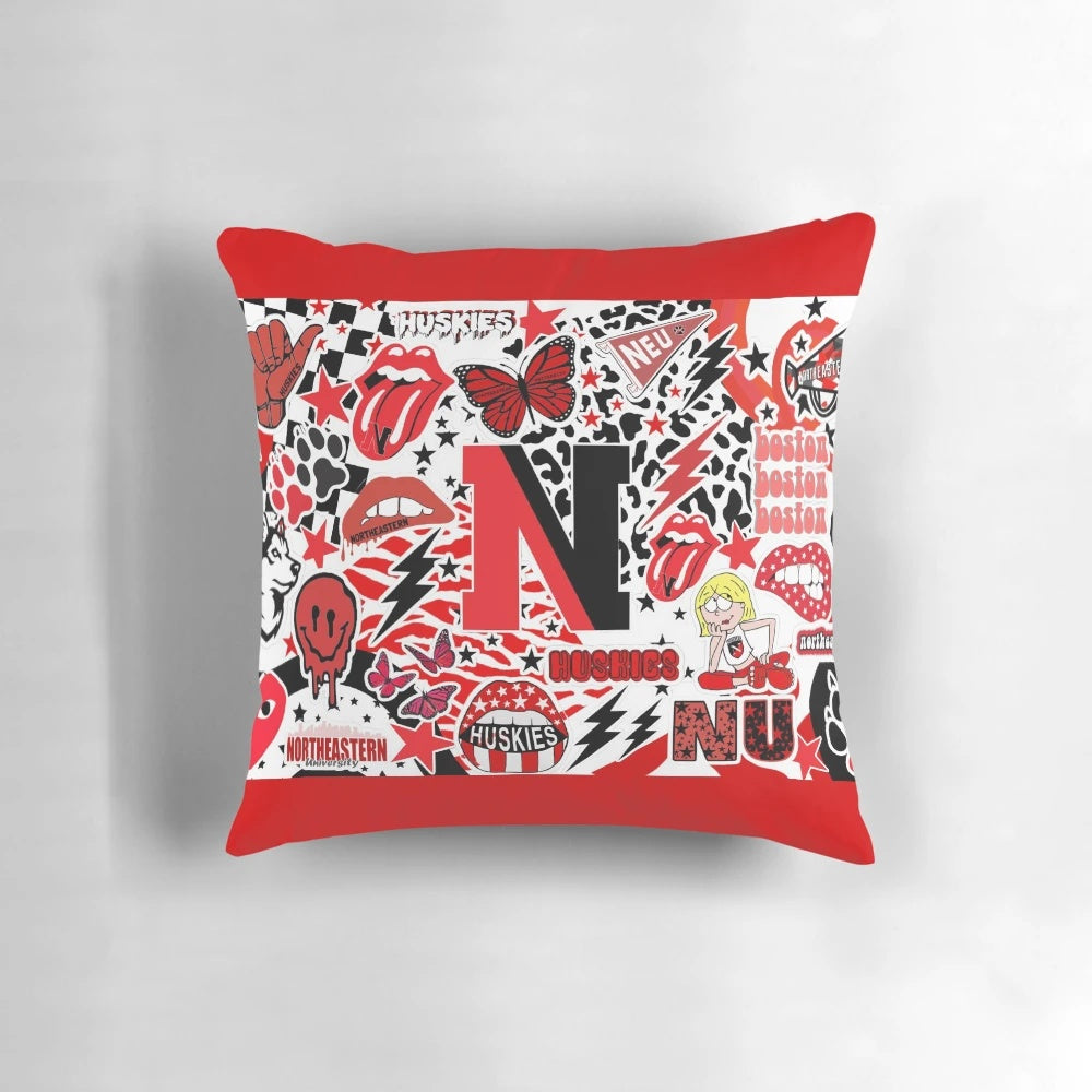 Northeastern College Pillow - Soft, Decorative Throw Pillow for Dorm Room or Home Decor