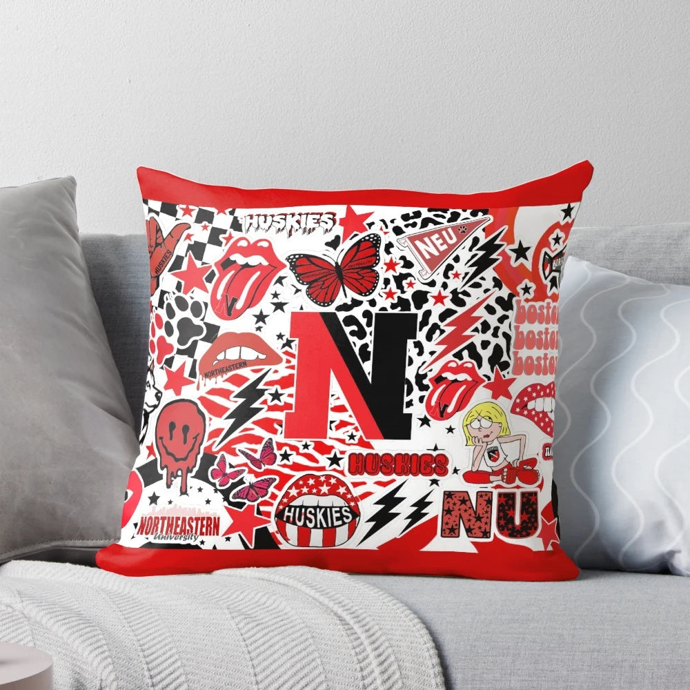 Northeastern College Pillow - Soft, Decorative Throw Pillow for Dorm Room or Home Decor