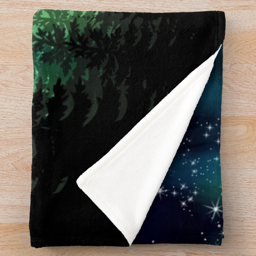 Plush blanket featuring a northern lights nature scene
