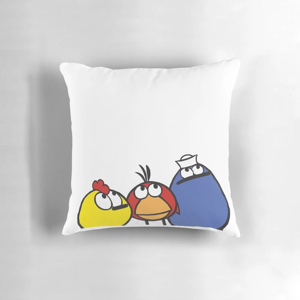 Peep and the Big Wide World cartoon bird character on a plush pillow