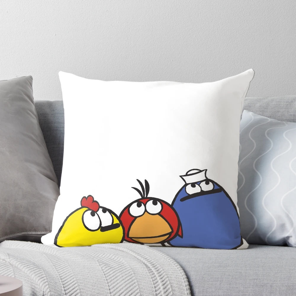 Peep and the Big Wide World cartoon bird character on a plush pillow