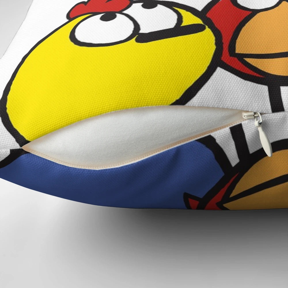 Peep and the Big Wide World cartoon bird character on a plush pillow