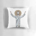 Soft, plush pillow featuring the iconic Notre Dame "Touchdown Jesus" design, perfect for any Fighting Irish fan or university decor.